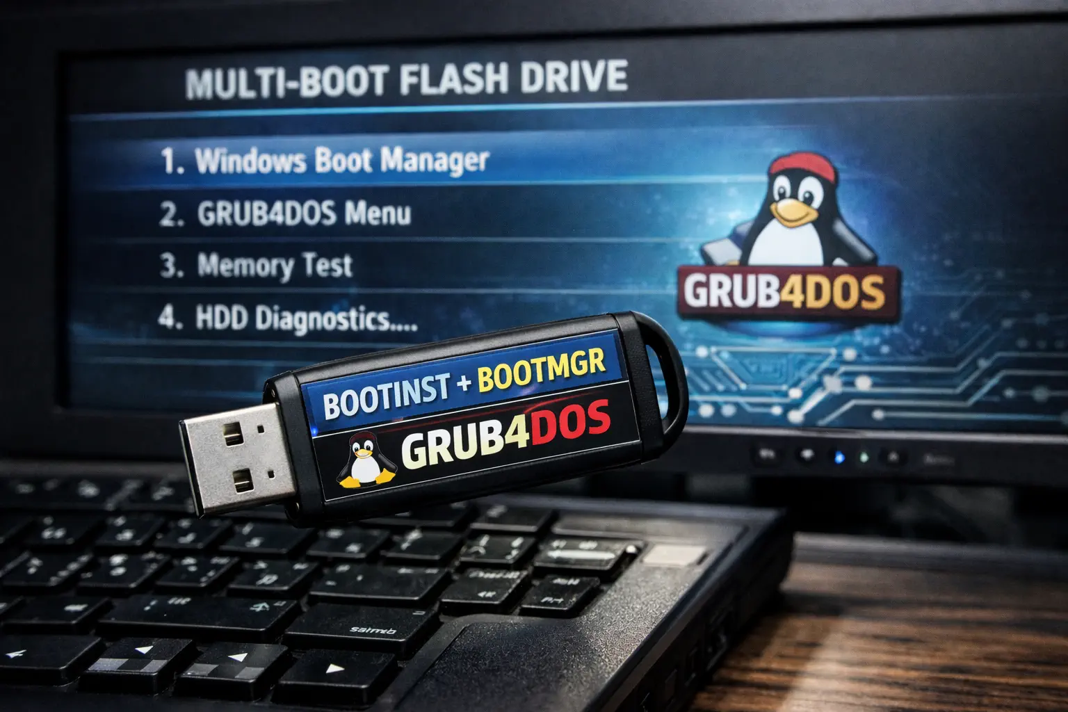 Мультизагрузочная флешка с BootInst, BOOTMGR и GRUB4DOS