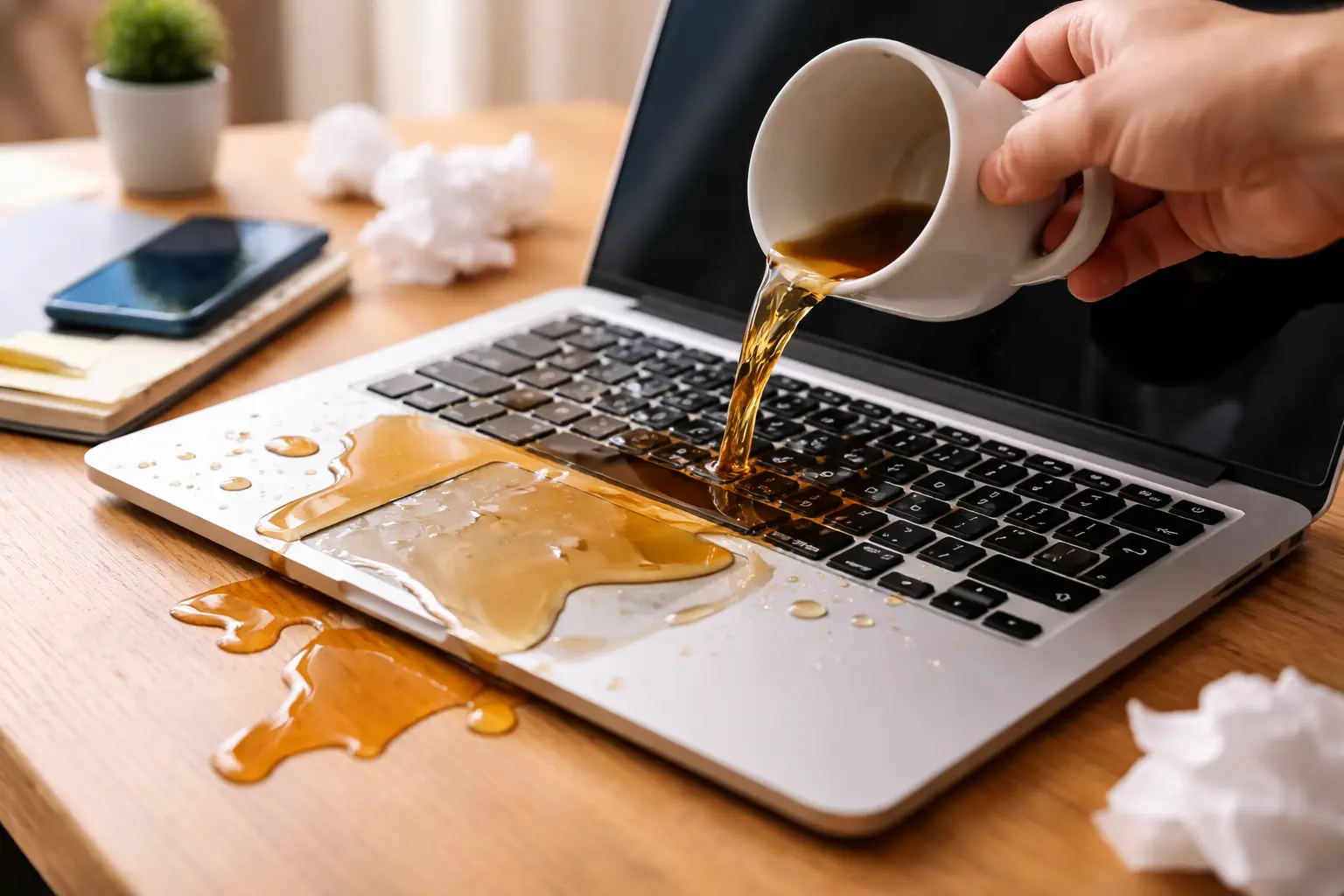 На ноутбук пролили жидкость на клавиатуру